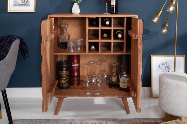 Acacia wood shop bar cabinet