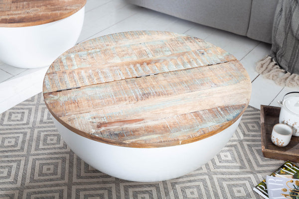 White distressed discount wood coffee table
