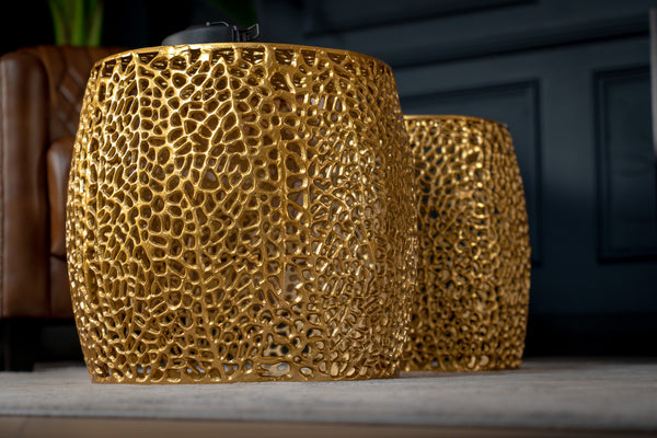 Golden Coral Aluminium Design Gold Side Table Set of 2