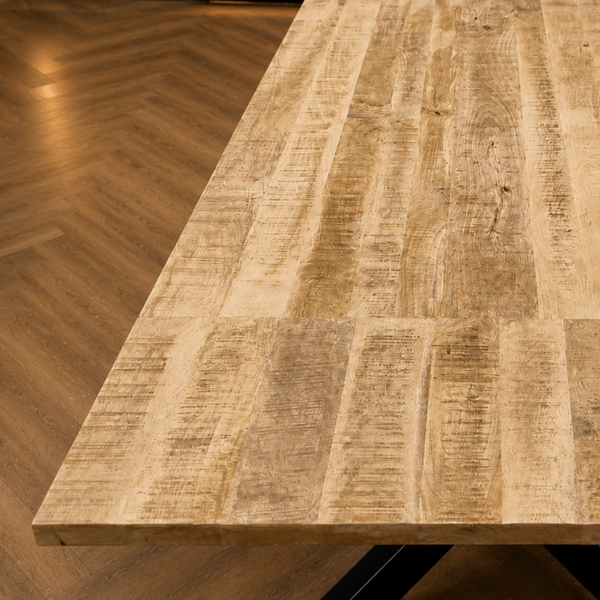 Solid Mango Wood Extendable Dining Table 160-240cm – Galaxie Spider Frame