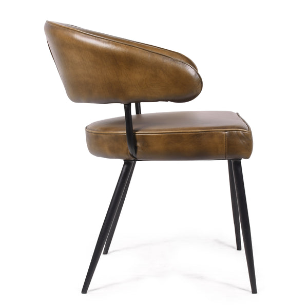 Vienna Genuine Leather Dining Chair in Antique Brown with Black Legs