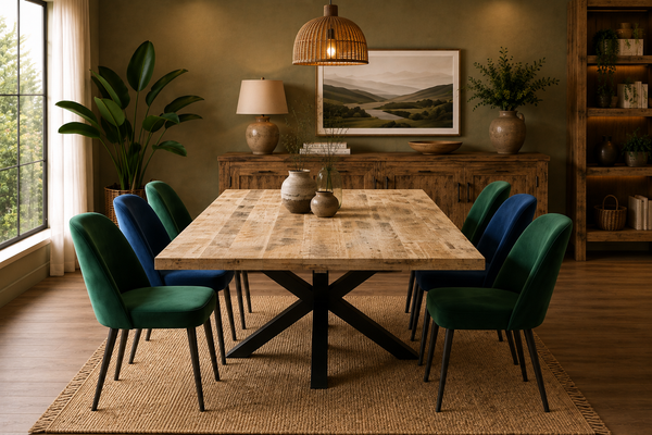 Extendable Solid Mango Wood Dining Table 180-260cm - Arlo Spider Legs