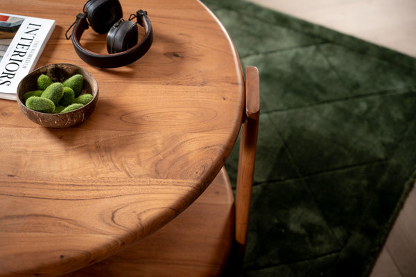 Solid Acacia Wood Round Coffee Table 92 cm – Manhattan