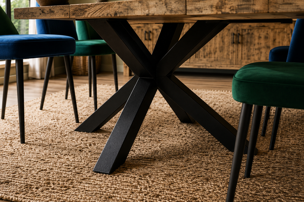 Extendable Solid Mango Wood Dining Table 180-260cm - Arlo Spider Legs