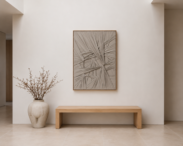 Carved 3D Canvas Textured Framed Wall Art - Large White Statement Piece 75 × 100 cm