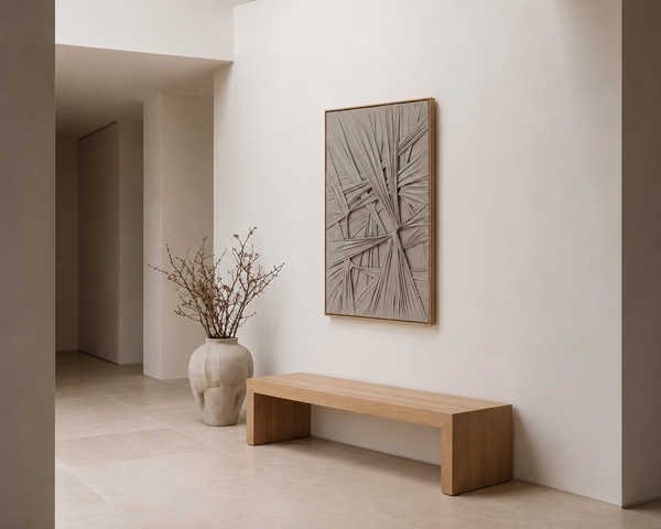 Carved 3D Canvas Textured Framed Wall Art - Large White Statement Piece 75 × 100 cm