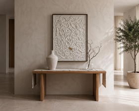 Handcrafted 3D Carved Wall Art – Large Textured Neutral Canvas 75cm x 100cm