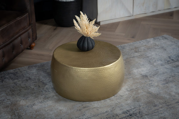 Round coffee table ORIENT III 60cm gold metal hammered design handmade