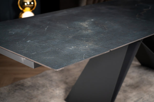 Apollo Extendable Italian Sintered Stone Dining Table in Black Diamond Marble Look 180-220-260 cm