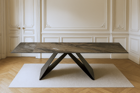 Apollo Extendable Italian Sintered Stone Dining Table in Matt Taupe Brown Marble Look 180-220-260 cm