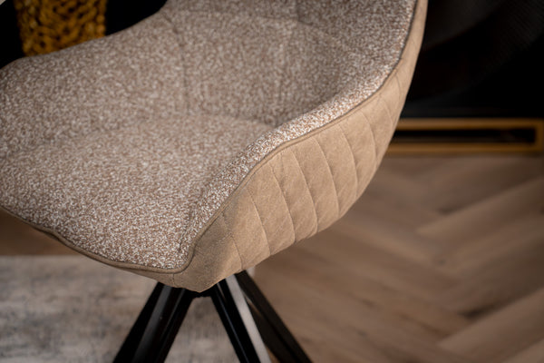Boucle Swivel Dining Chair Taupe with Black Legs – Terra