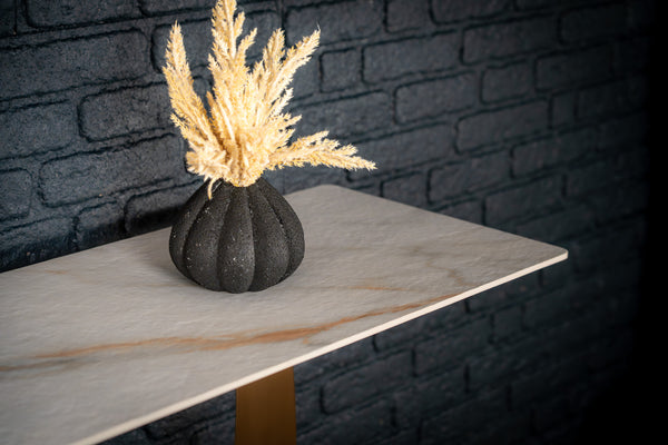 Cetona Italian Sintered Stone Console Table in White Concrete Gold Marble Look 160 cm