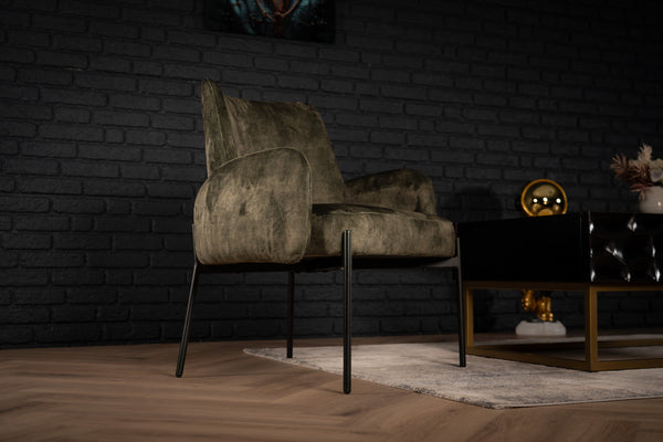 Milo Lounge Chair in Dark Green with Black Powder Coating Legs