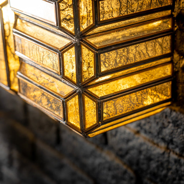 Rectangular Embossed Mirror Wall Lamp 79 cm in Antique Brass – Aurora ...