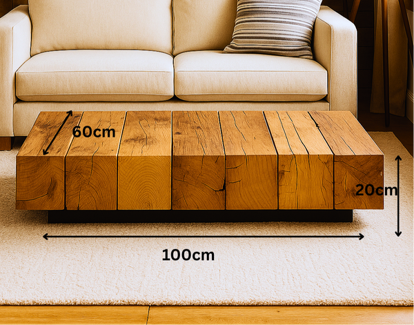 Organic Living Recycled Wood Beam Coffee Table in Natural 100cm