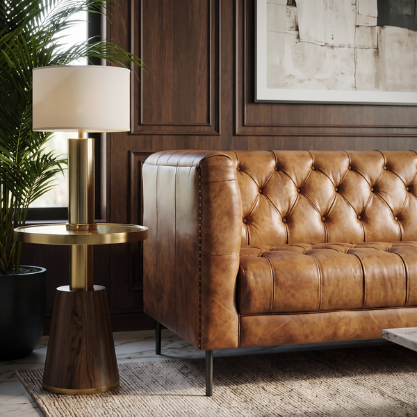 Chesterfield Genuine Leather Brown 3 Seater Sofa 200cm - Kensington
