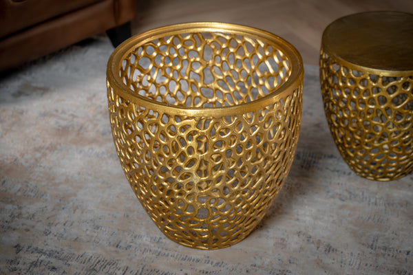 Golden Coral Aluminium Design Gold Side Table Set of two 40cm/30cm