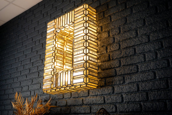 Aurora Handcrafted Embossed Mirror Wall Lamp in Brass Antique 79cm