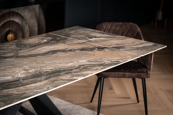 Apollo Extendable Italian Sintered Stone Dining Table in Matt Taupe Brown Marble Look 180-220-260 cm