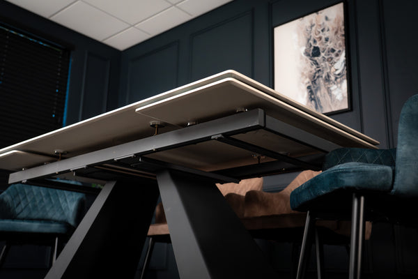 OASIS Extendable Italian Sintered Stone Dining Table in Crystal Blue Marble Look 160-200-240 cm