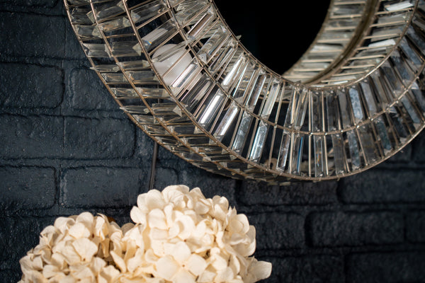 Aurora Crystal Handcrafted Round Wall Lamp Mirror 75cm