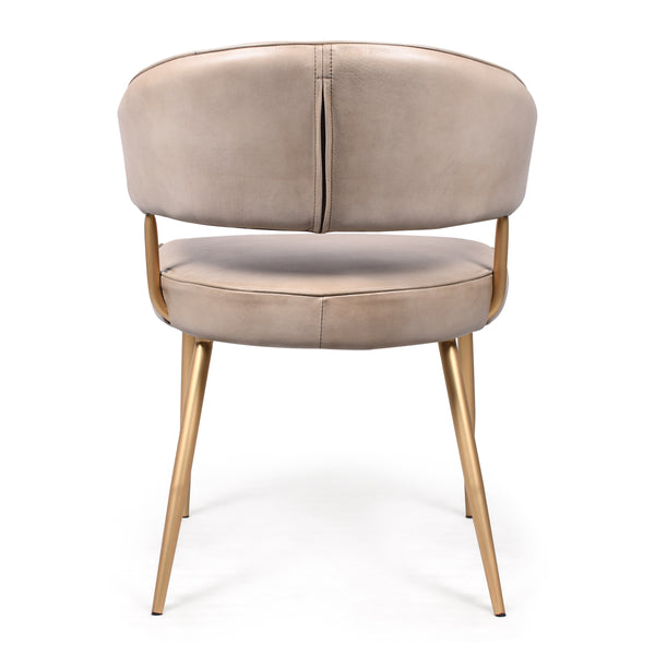 Vienna Genuine Leather Dining Chair in Beige with Golden Legs
