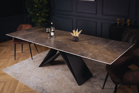 Apollo Extendable Italian Sintered Stone Dining Table in Vienna Black Gold Marble Look 180-220-260 cm