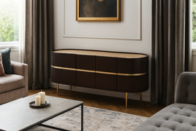 Elegance Solid Mango Wood Sideboard with Gold Iron Legs and a Trim 150 cm