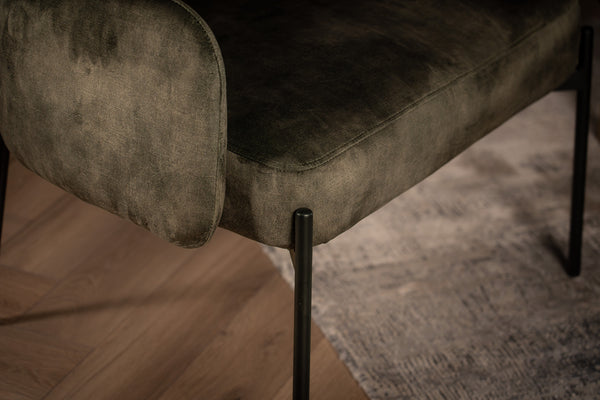 Milo Lounge Chair in Dark Green with Black Powder Coating Legs