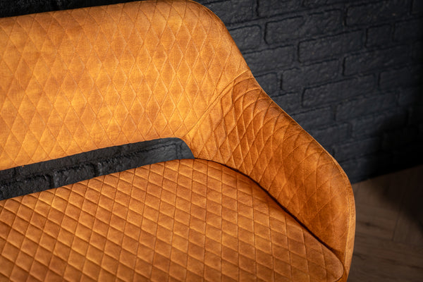 Glamour Elegant Mustard Yellow Velvet Bench with Black Coated Legs 160 cm