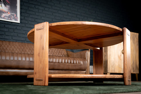 Solid Acacia Wood Round Coffee Table 92 cm – Manhattan
