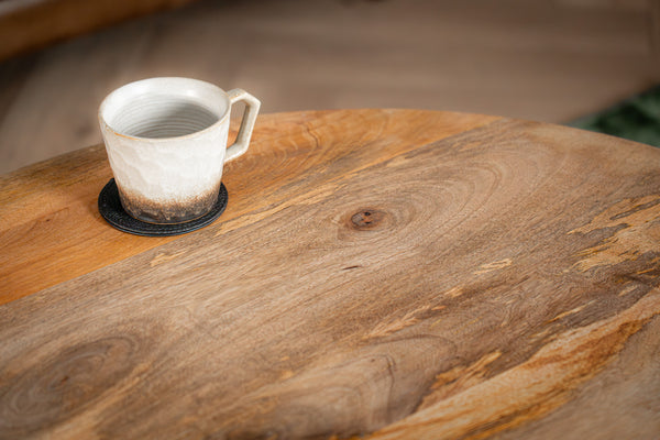 Solid Mango Wood Coffee Table with Storage Natural Brown 90 cm – Sunset Collection