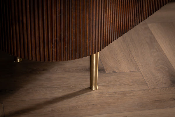 Elegance Solid Mango Wood Sideboard with Gold Iron Legs and a Trim 150 cm