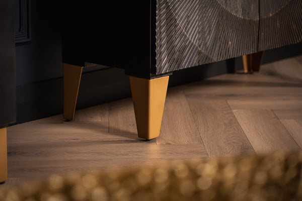 Sunset Handmade Solid Mango Wood Highboard Black 100 cm