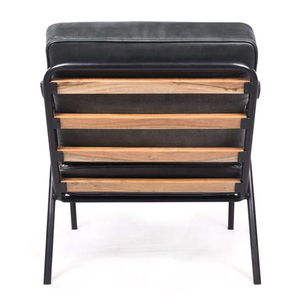 Noir Genuine Leather Lounge Chair in Dark Graphite