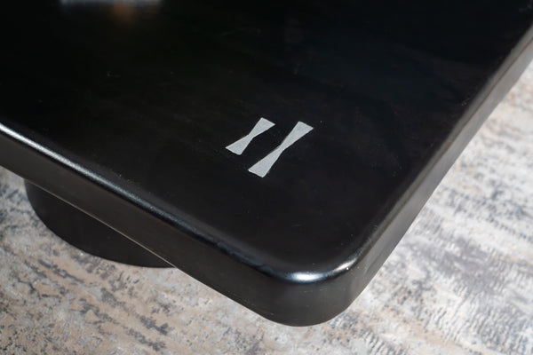 Amazon Solid Mango Wood Black Coffee Table with Metal Butterfly Inserts 110 cm