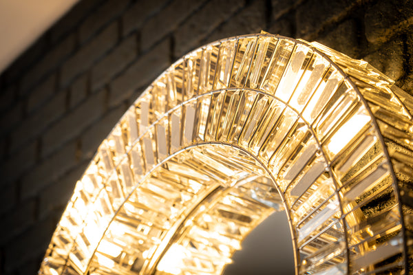 Aurora Crystal Handcrafted Round Wall Lamp Mirror 75cm