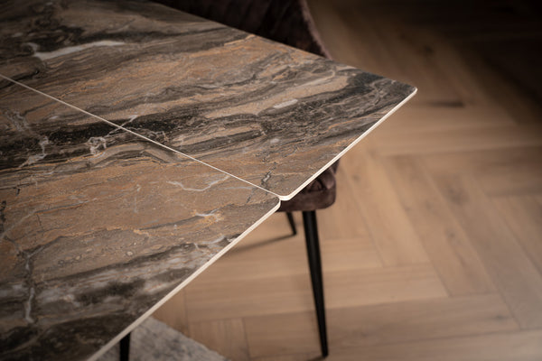 Apollo Extendable Italian Sintered Stone Dining Table in Matt Taupe Brown Marble Look 180-220-260 cm