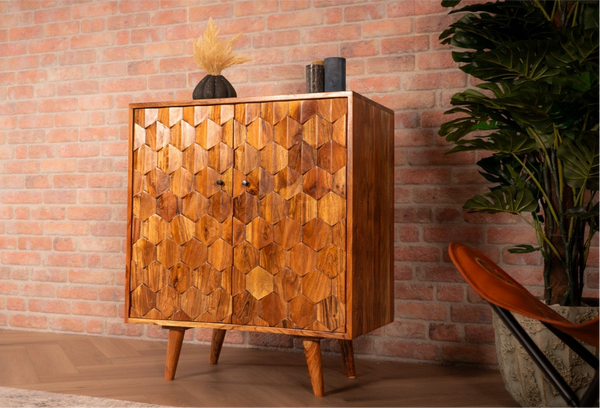 Hive Solid Acacia Wood Bar Cabinet 76 cm