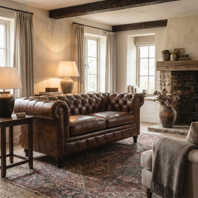 Chesterfield Genuine Leather 2 Seater Sofa 158 cm – Stratford Antique Brown