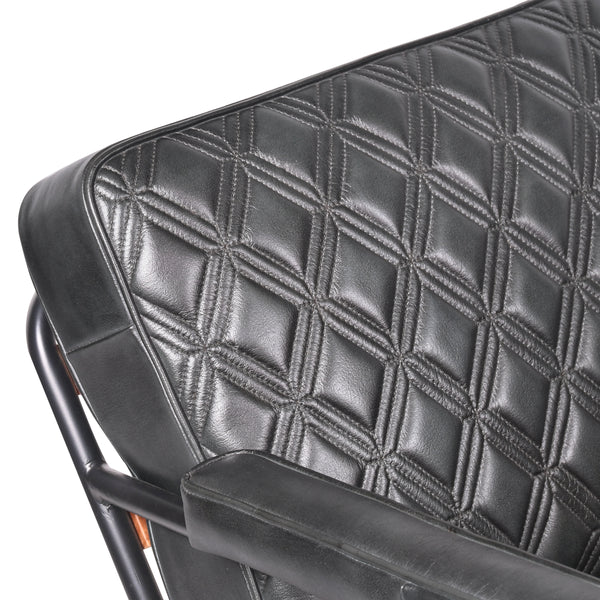 Noir Genuine Leather Lounge Chair in Dark Graphite