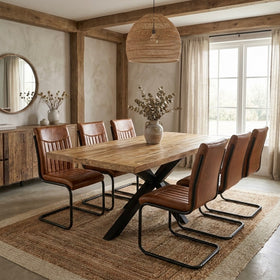 Solid Mango Wood Dining Table 200cm – Galaxie Spider Frame