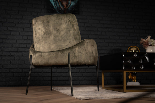 Milo Lounge Chair in Dark Green with Black Powder Coating Legs