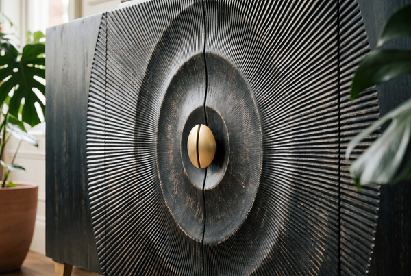 Solid Mango Wood Sideboard Black 177 cm – Sunset
