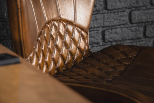 Valencia Curve Genuine Leather Bar Stool in Antique Brown and Black Legs