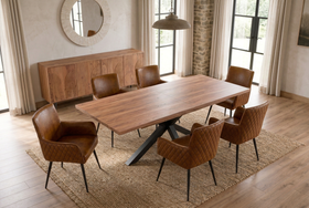 Solid Acacia Wood Extendable Dining Table 160–200cm - Lennox with Spider Legs