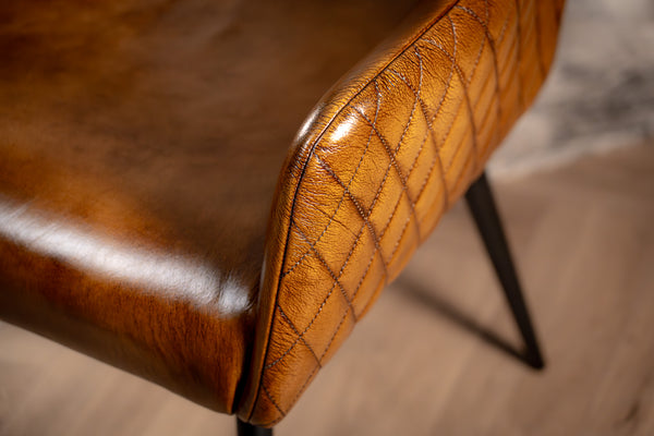 Genuine Leather Dining Armchair Antique Brown with Black Legs – Hudson