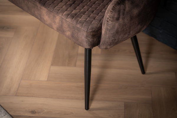 Glamour Elegant Grey Dark Brown Velvet Bench with Black Coated Legs 160 cm