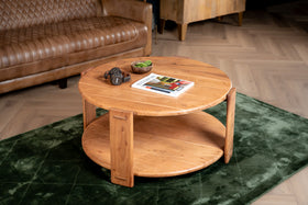 Solid Acacia Wood Round Coffee Table 92 cm – Manhattan