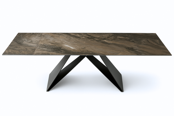 Apollo Extendable Italian Sintered Stone Dining Table in Matt Taupe Brown Marble Look 180-220-260 cm